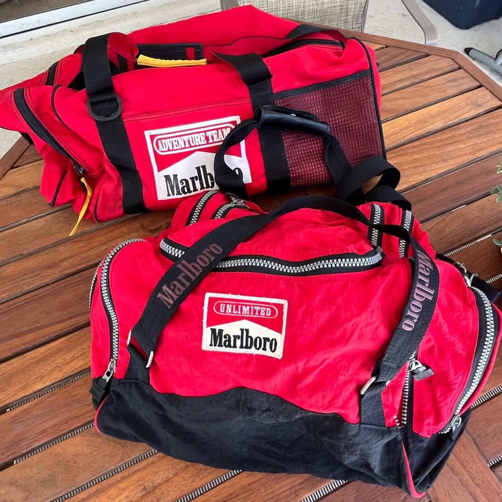 Set of Vintage Unlimited and Adventure Team Marlboro Duffle Bags